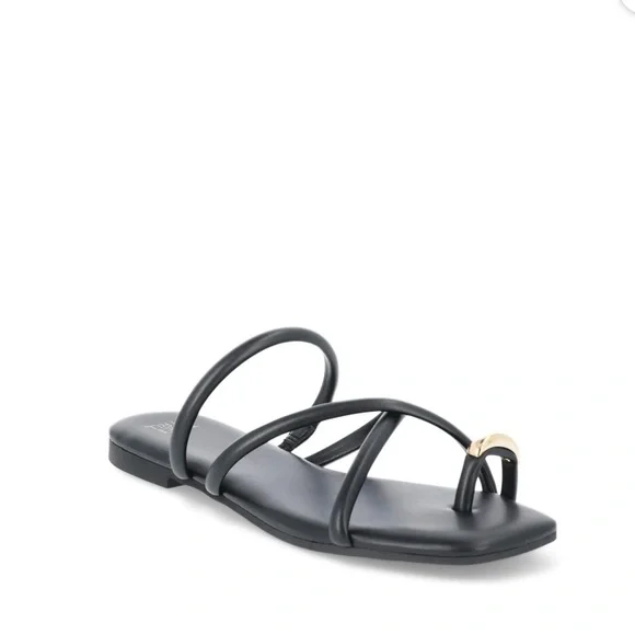 nwt time and tru black Sandals with Gold Accent - Picture 1 of 5